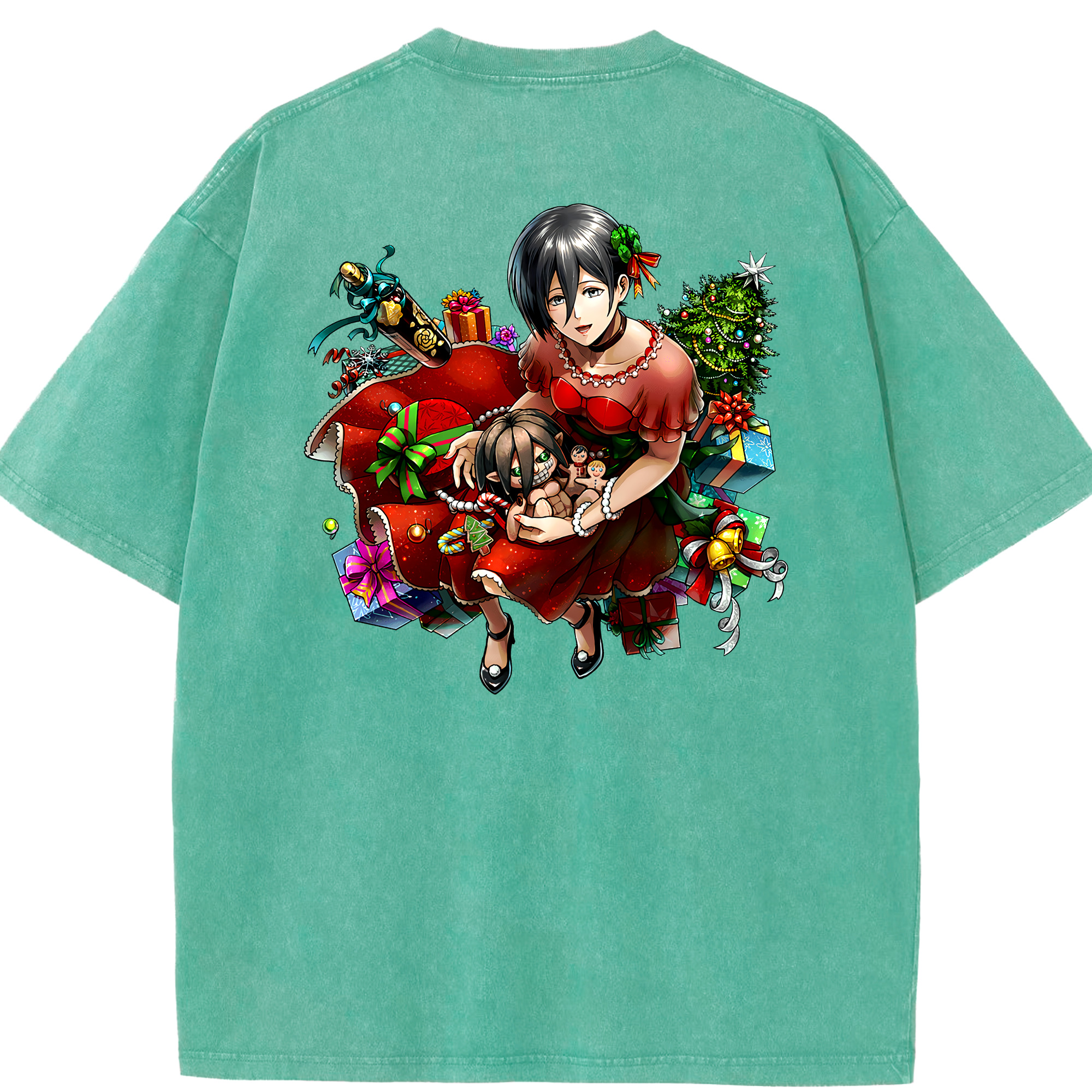 （画像用） 進撃の巨人 ミカサ·アッカーマン Attack on Titan Mikasa Ackerman 綿100% ヴィンテージ風 半袖Tシャツ（背面プリント）